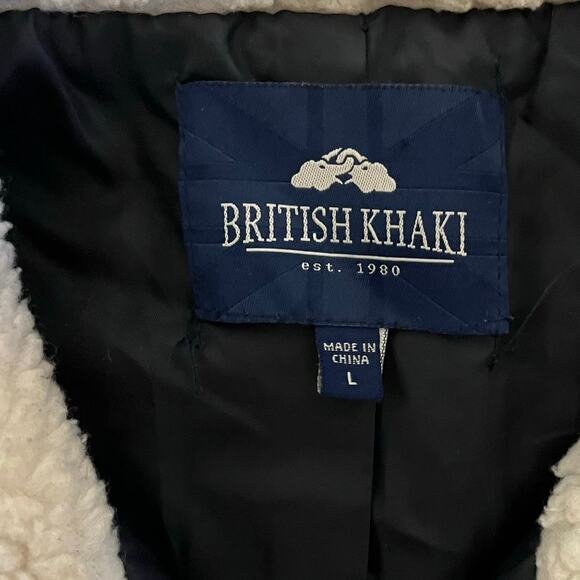 British Khaki Black Plaid Cabincore Vest with Faux Fur Collar–Women’s Size Large - Picture 2 of 7